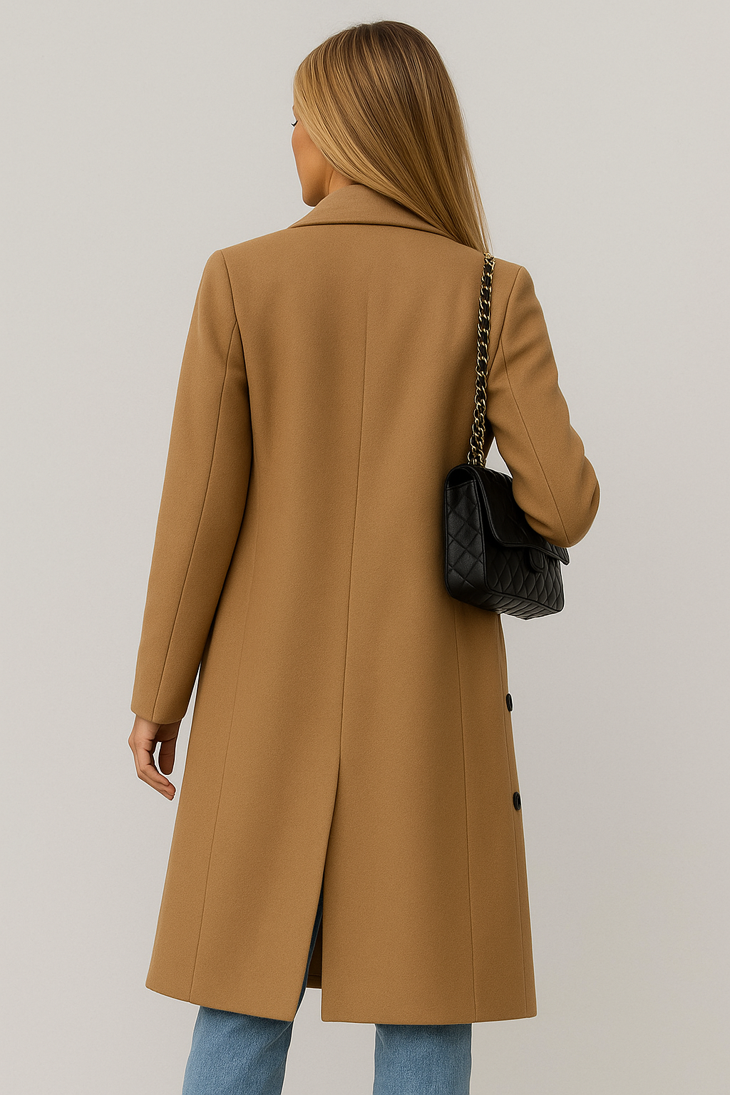 Double-Breasted Wool Coat Elegant Fit for Women | Vivienne