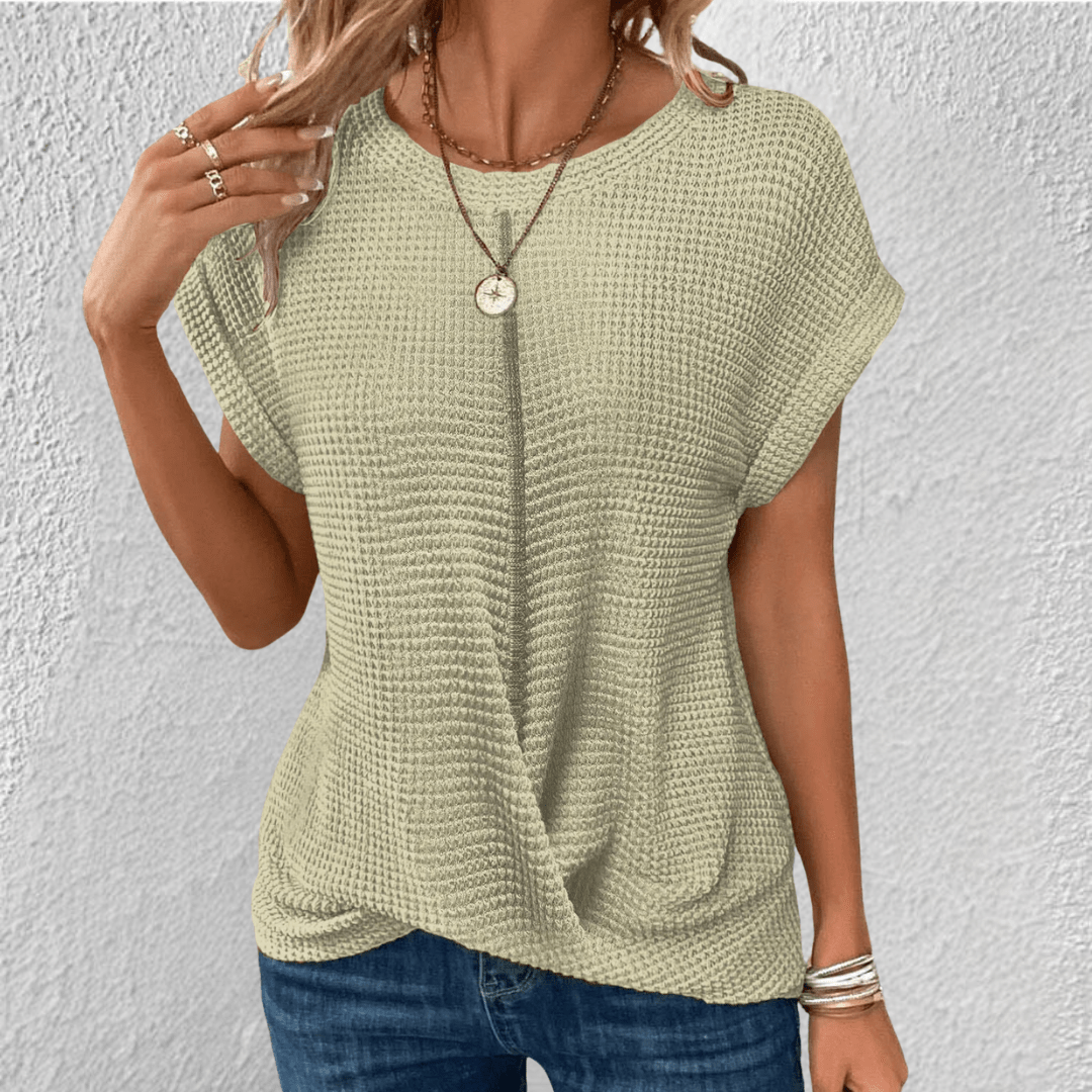 Waffle-Knit Top Flattering Fit For Women | Jorina Light green