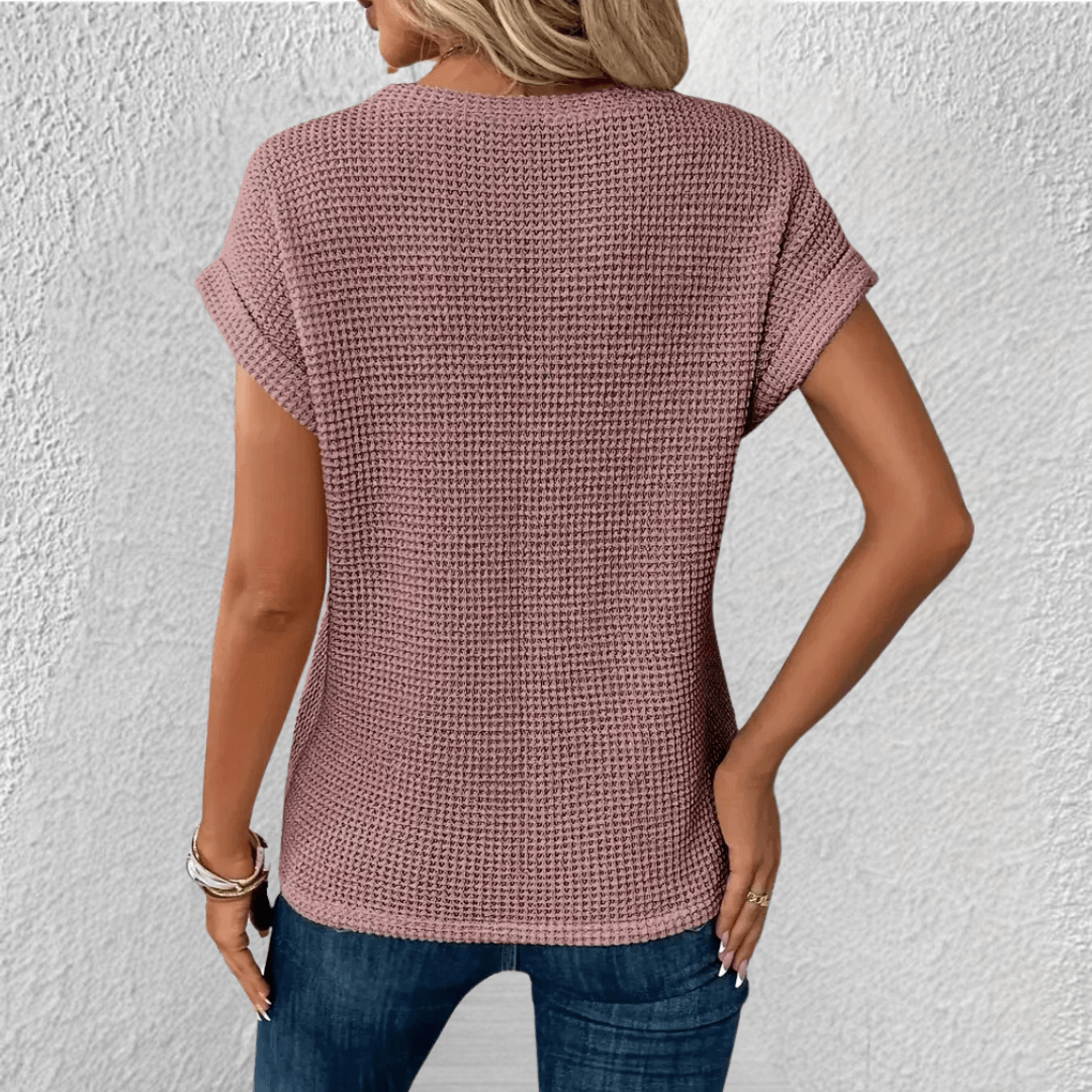 Waffle-Knit Top Flattering Fit For Women | Jorina
