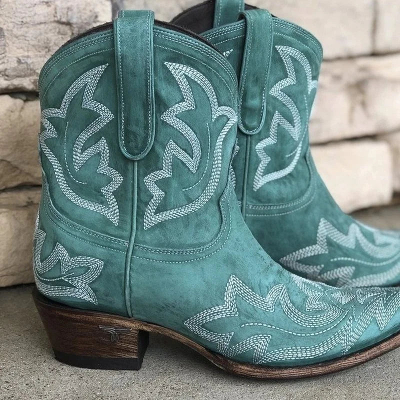 Western Embroidered Leather Cowboy Boots for Women | Rosanna Green