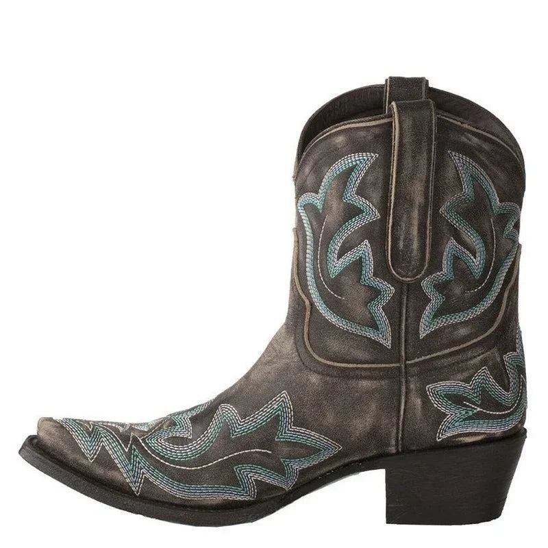 Western Embroidered Leather Cowboy Boots for Women | Rosanna