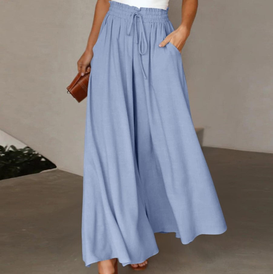 Wide Summer Trousers for Women | Heidara Blue