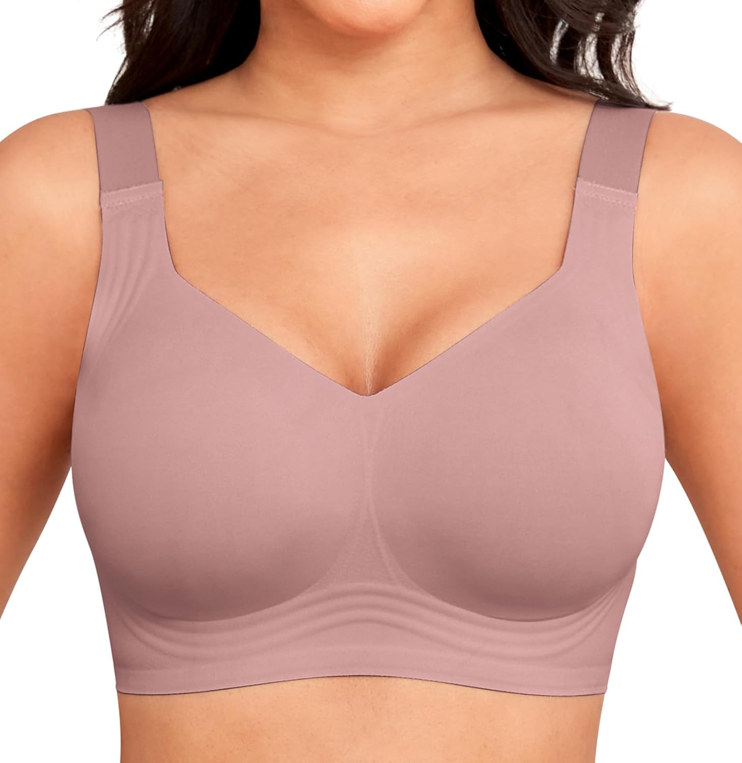 Wireless Full-Coverage Support Bra with Adjustable Straps for Women | Ella Blush