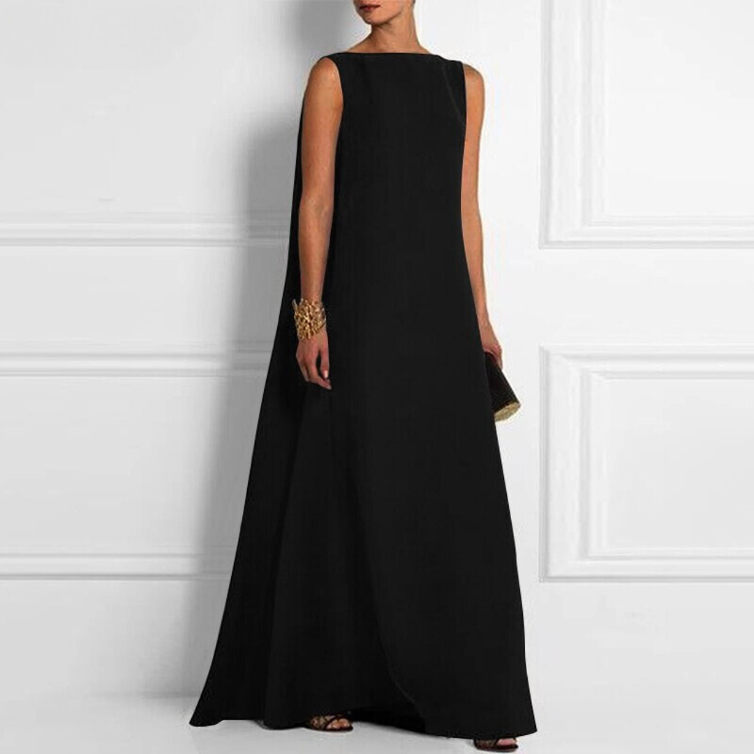 Women Sleeveless A-Line Evening Gown | Hazel Black