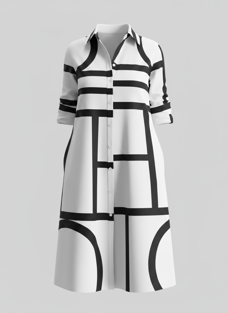 Women Geometric Print Dress | Gemma Black