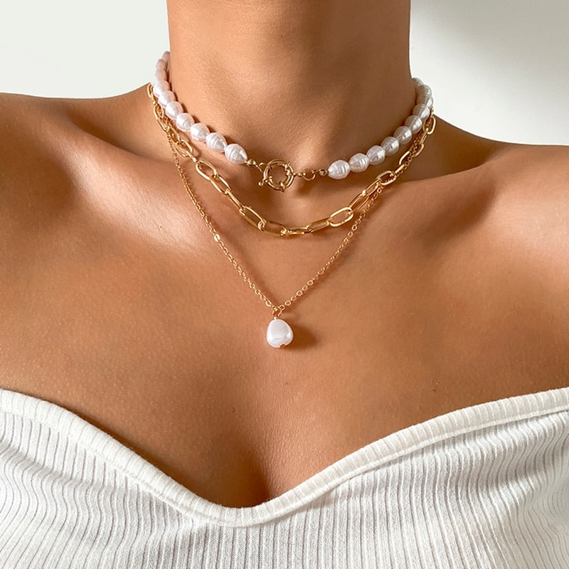 Layered Pearl Necklace Set for Women | Isabella 4 One size