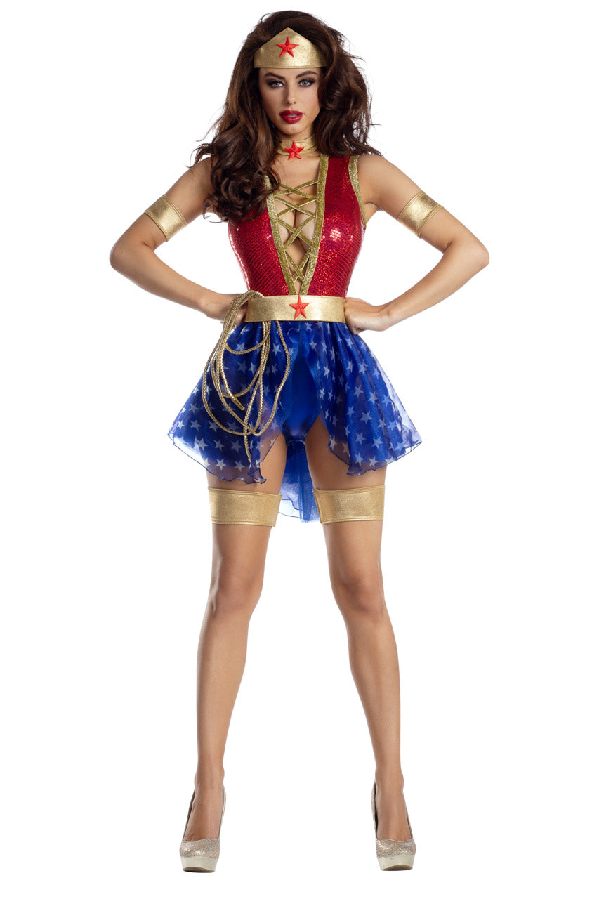 Wonder Hero Inspired Party Costume Dress for Women | Valora Multicolor
