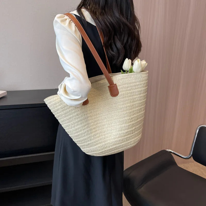Woven Straw Beach Bag For Women | Lirena Pure Beige One Size