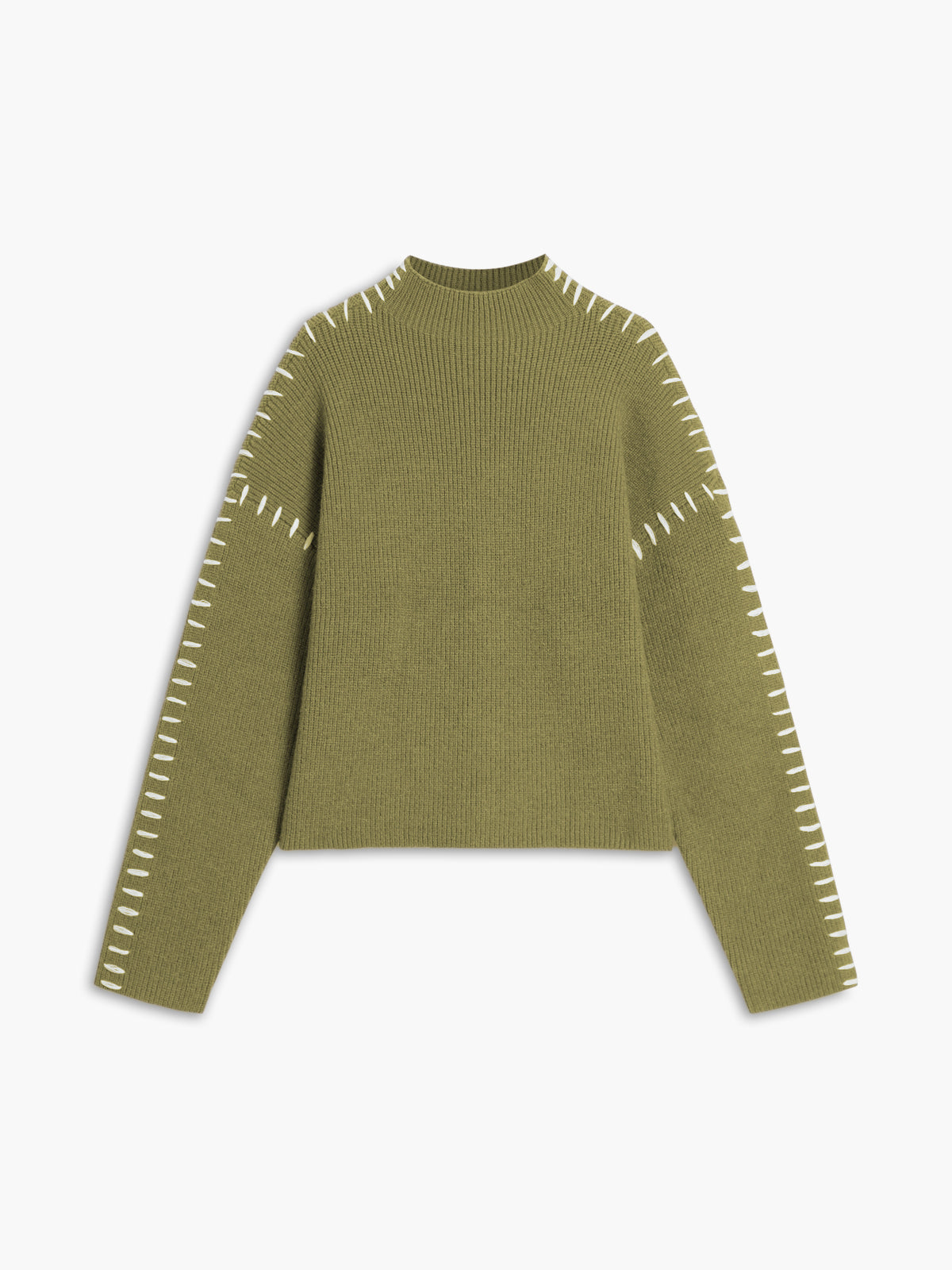 Oversized Mock Neck Sweater Comfortable Fit for Women | Xalyn Army Green