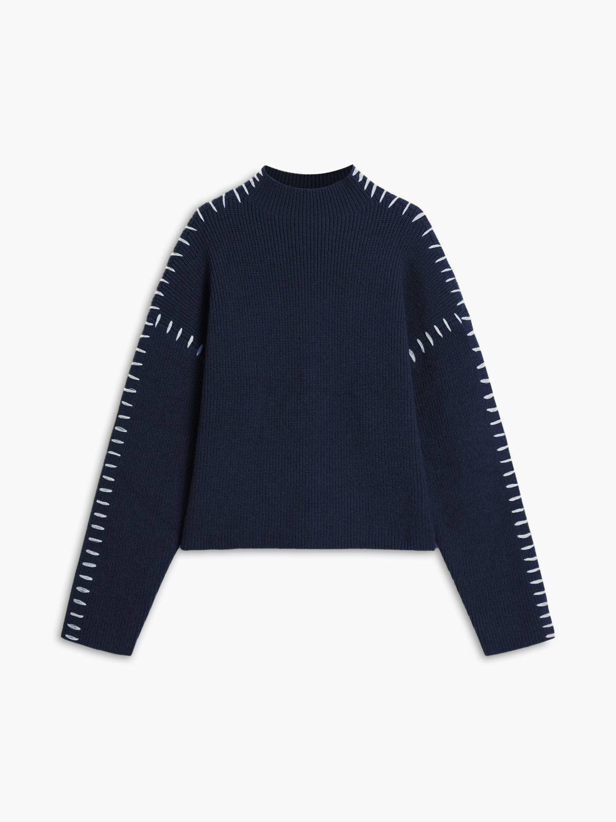 Oversized Mock Neck Sweater Comfortable Fit for Women | Xalyn Navy