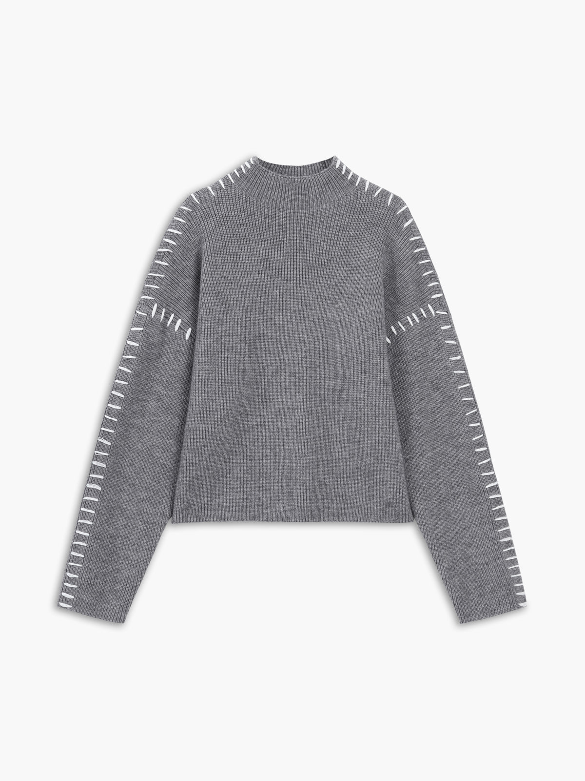 Oversized Mock Neck Sweater Comfortable Fit for Women | Xalyn Light Grey