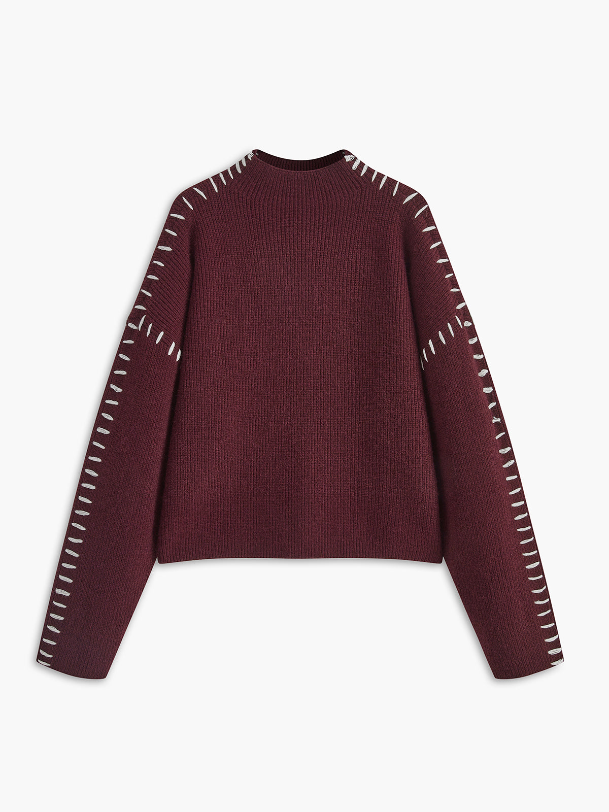 Oversized Mock Neck Sweater Comfortable Fit for Women | Xalyn Burgundy