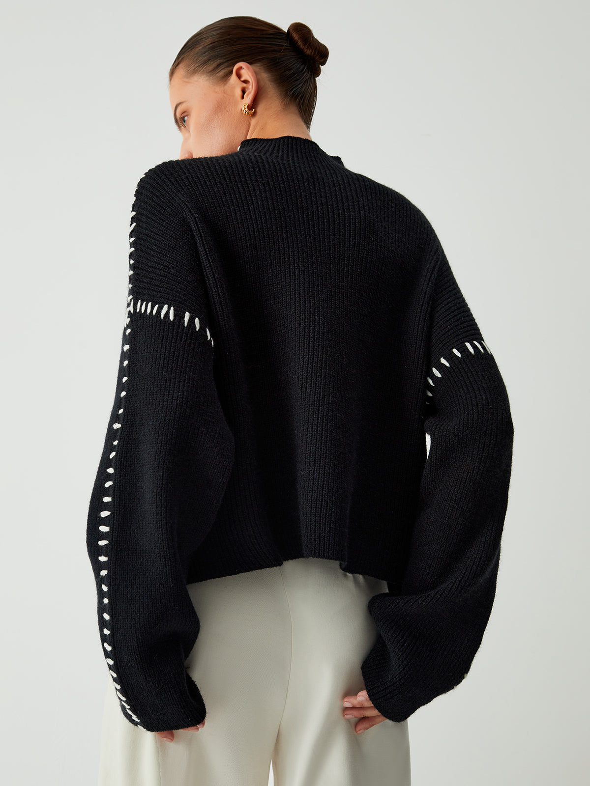 Oversized Mock Neck Sweater Comfortable Fit for Women | Xalyn