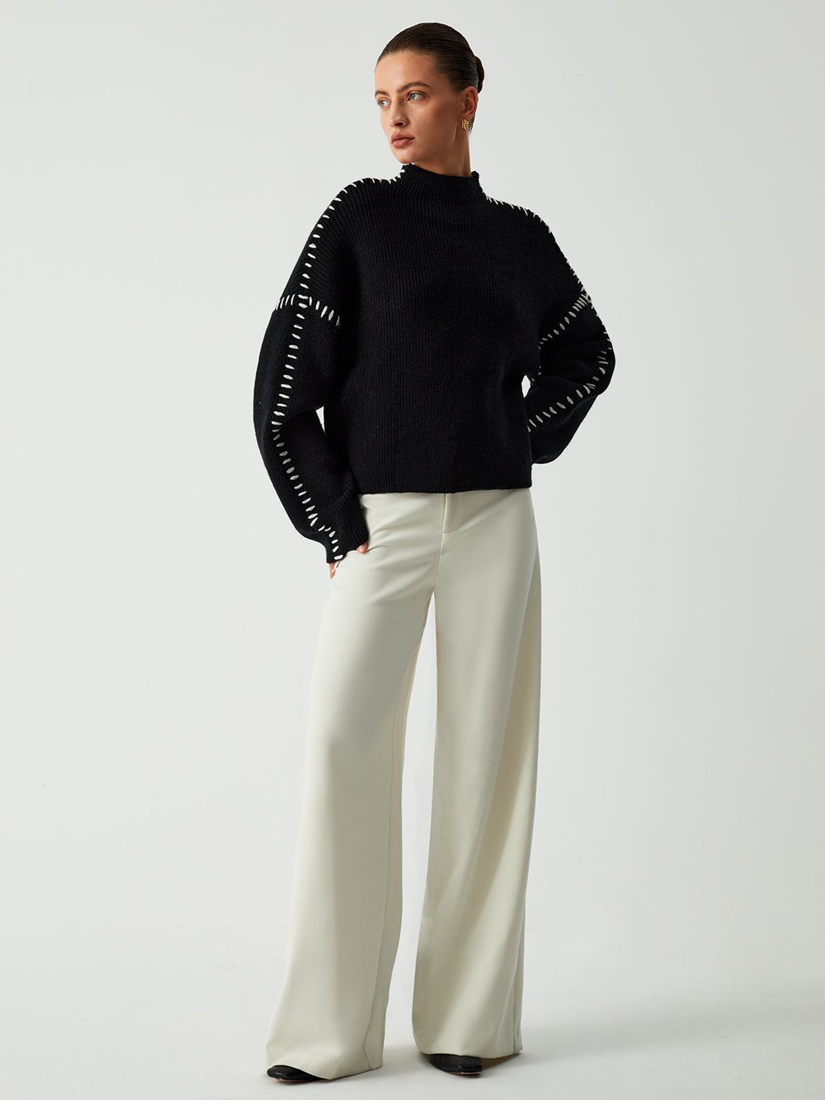 Oversized Mock Neck Sweater Comfortable Fit for Women | Xalyn