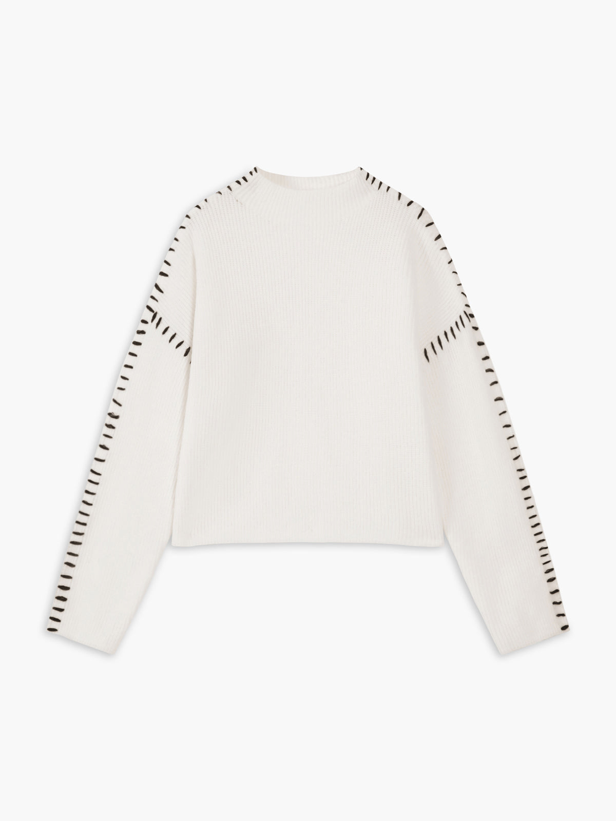 Oversized Mock Neck Sweater Comfortable Fit for Women | Xalyn White