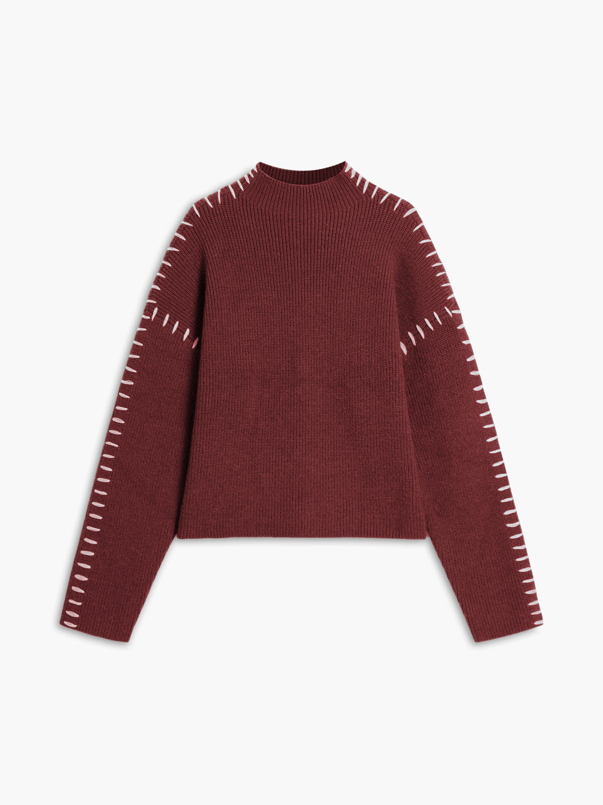 Oversized Mock Neck Sweater Comfortable Fit for Women | Xalyn Red
