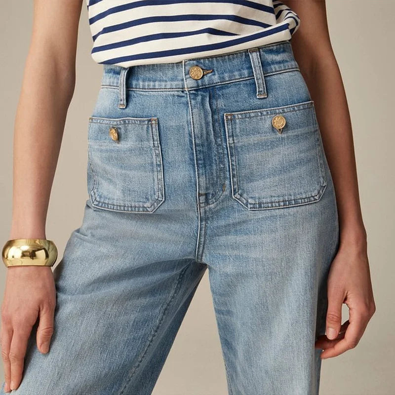 Zelmar – High-Waisted Wide Leg Pants Sky