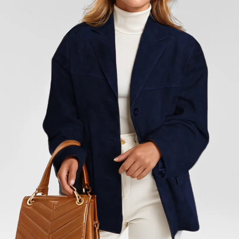 Classic Suede Blazer Relaxed Fit for Women | Zylar Navy