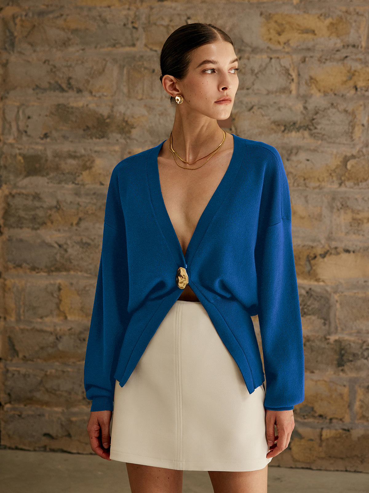Knit Cardigan Button-Down Style for Women | Zylar Blue