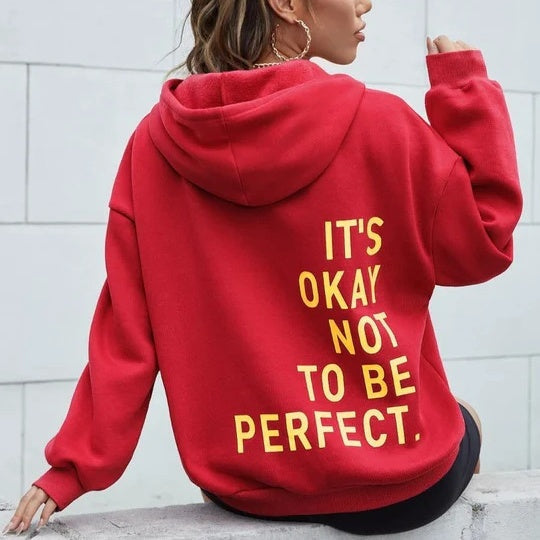 Oversized Printed Hoodie for Women | Zylar Red