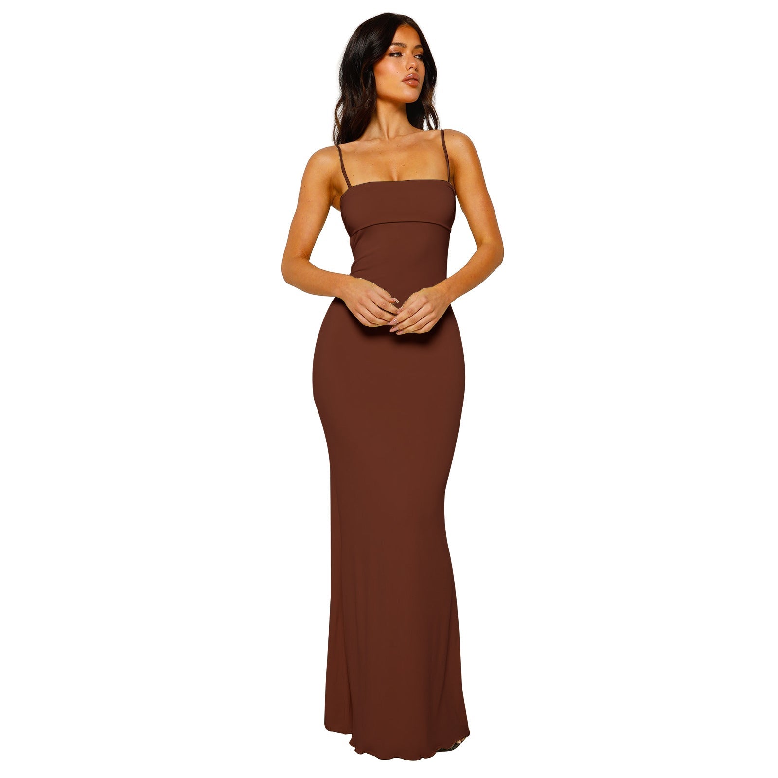 Zylia – Bodycon Maxi Dress Brown