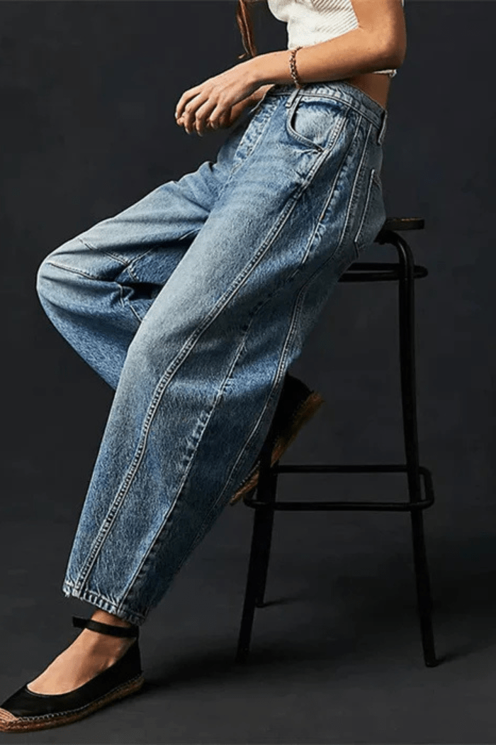 Barrel Jeans Mid Rise Wide Leg for Women | Zadie