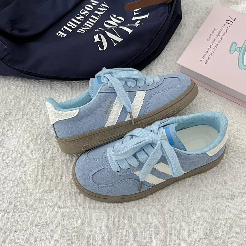 Breathable Lace Up Casual Sneakers for Women | Zanthea Light blue