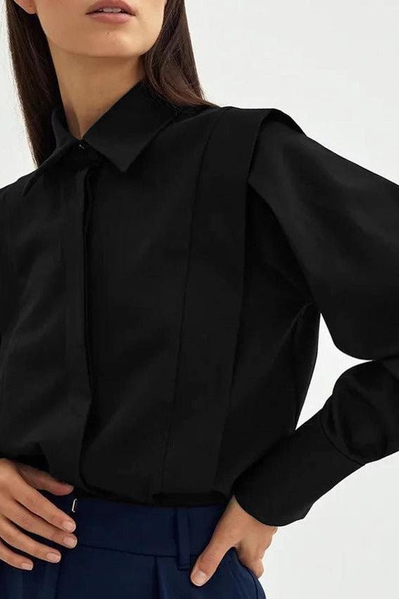 Button-Down Shirt Tailored Fit for Women | Elara Black
