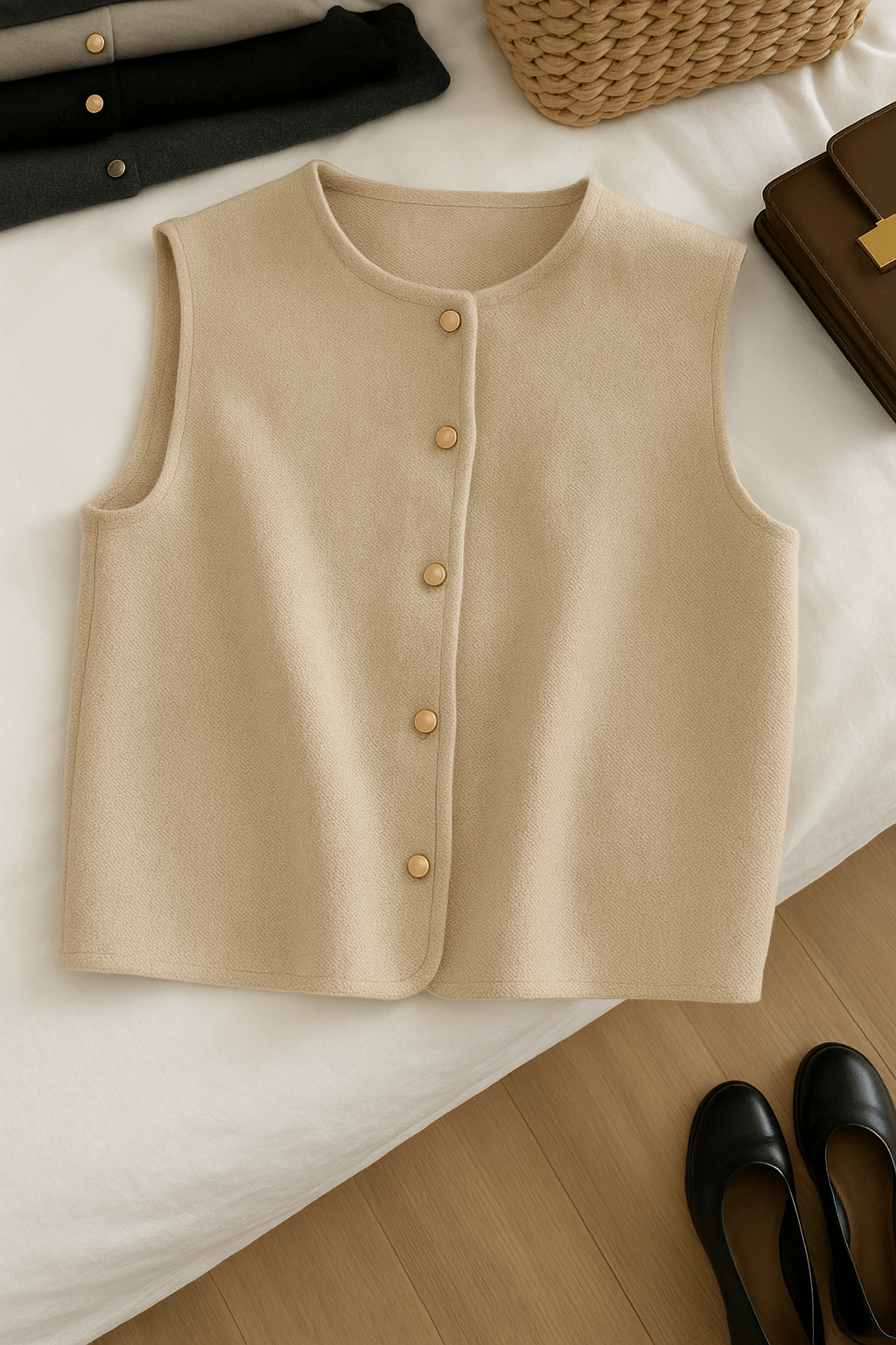 Button-Up Vest Sleeveless Layering Essential for Women | Eloise