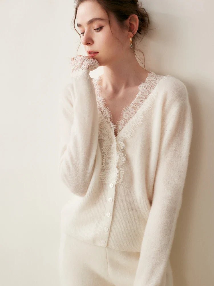 Cashmere Cardigan Elegant Fit for Women | Zylor White
