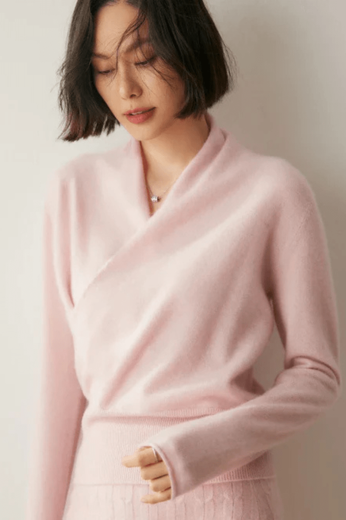 Cashmere Sweater Crossover Collar for Women | Kylor