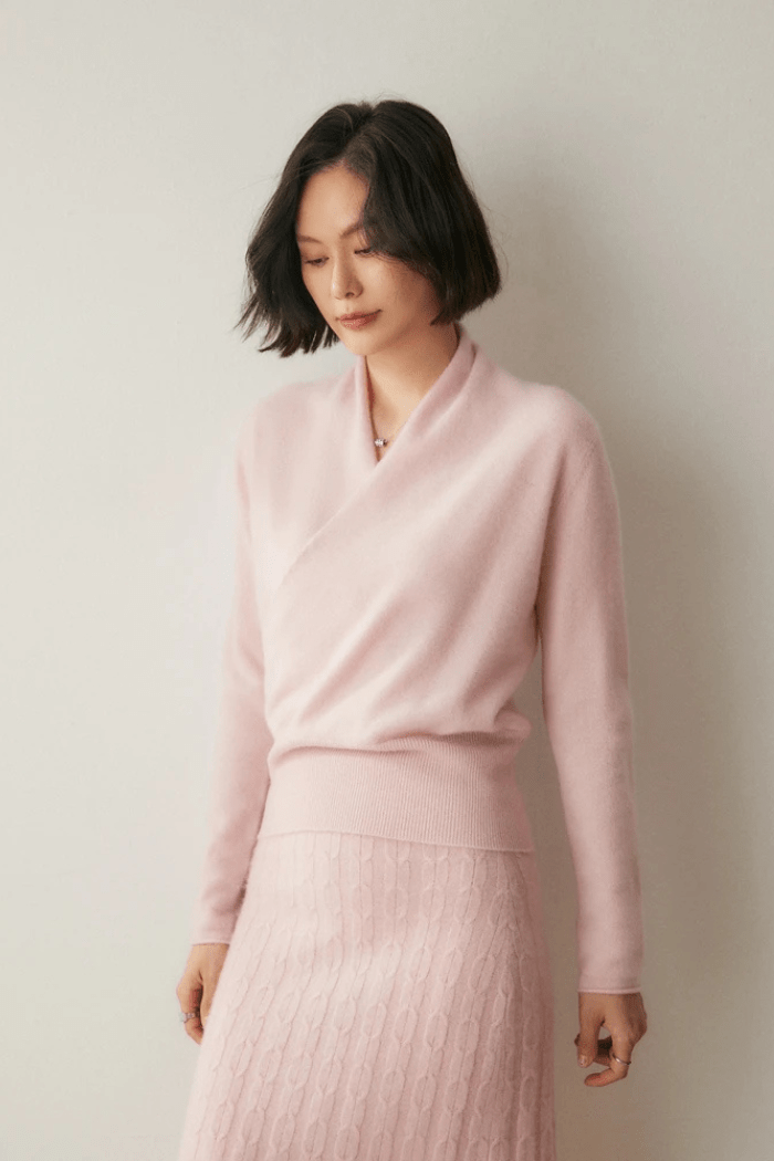 Cashmere Sweater Crossover Collar for Women | Kylor