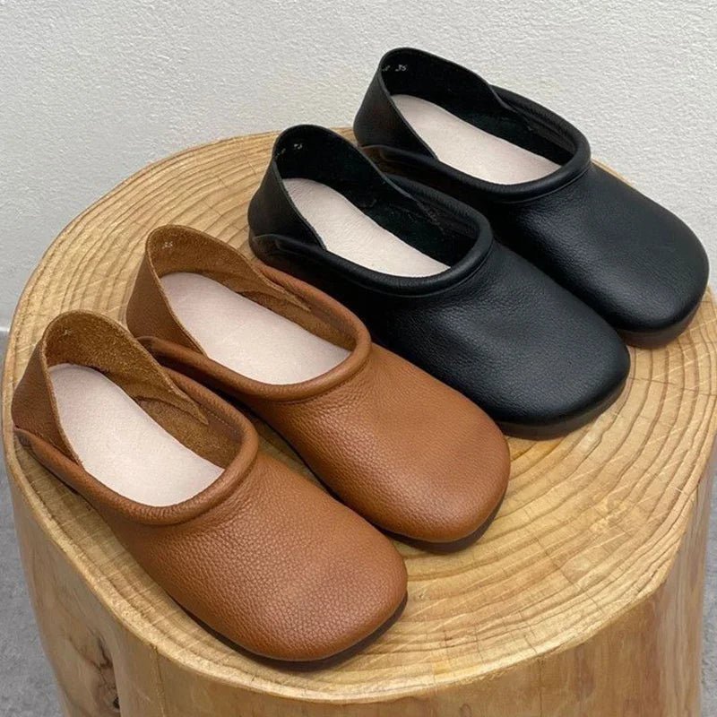 Classic Leather Flats Comfortable Fit for Women | Elira