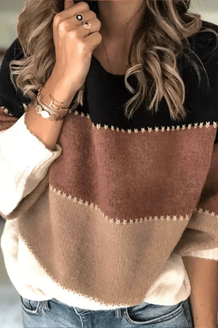 Colour-Block Sweater Relaxed Fit for Women | Arlena Black