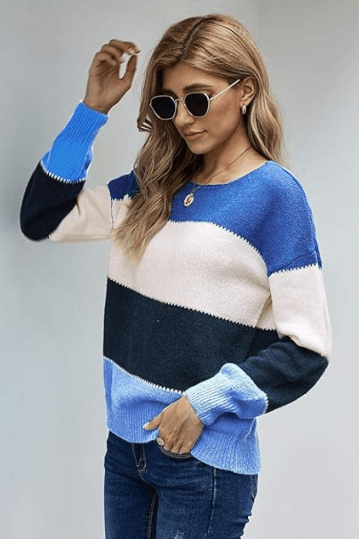 Colour-Block Sweater Relaxed Fit for Women | Arlena