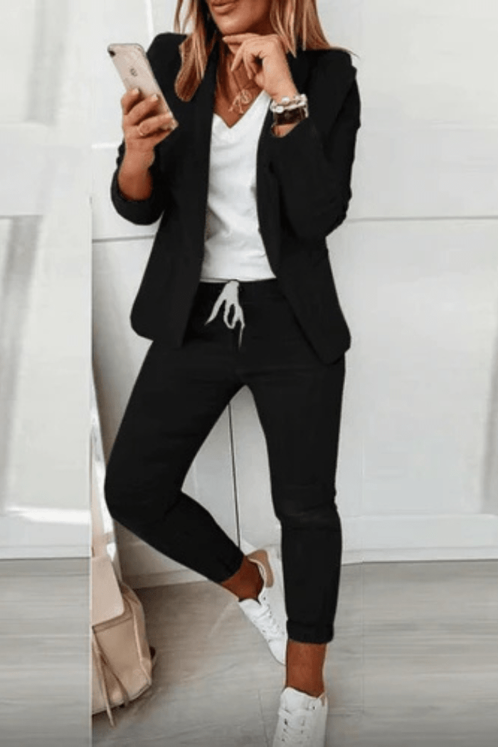 Elegant Blazer Set Two-Piece for Women | Sully Black