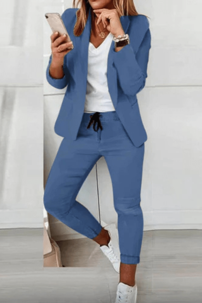 Elegant Blazer Set Two-Piece for Women | Sully Blue
