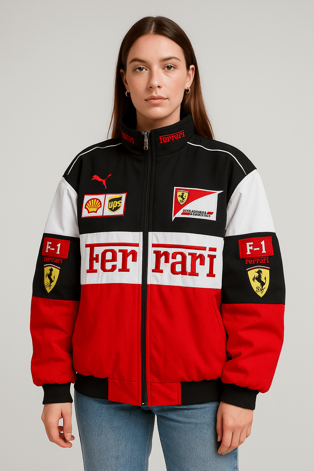 F1 Racing Jacket Retro Style Zip Up | Rivana Storm White