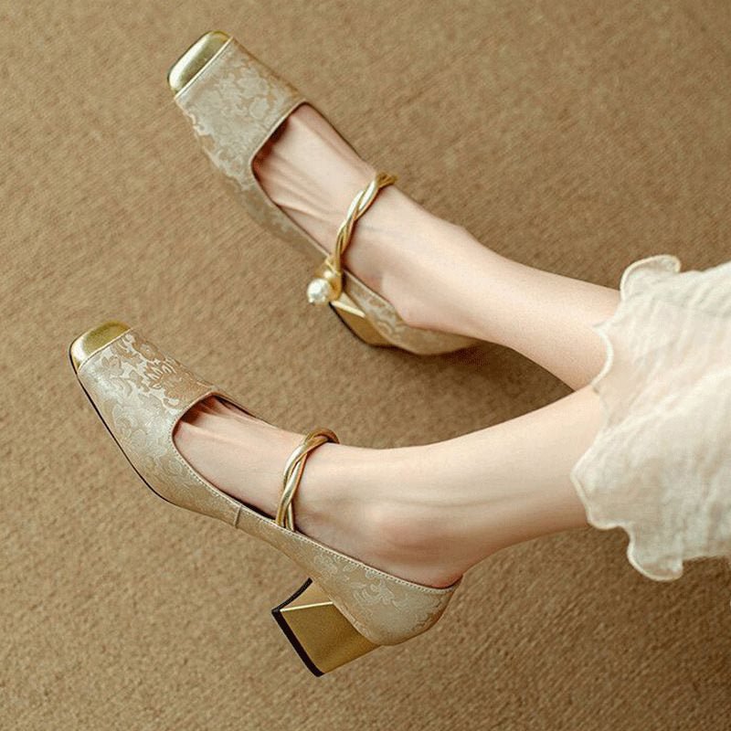 Florale Heels for Women | Amoretti Beige
