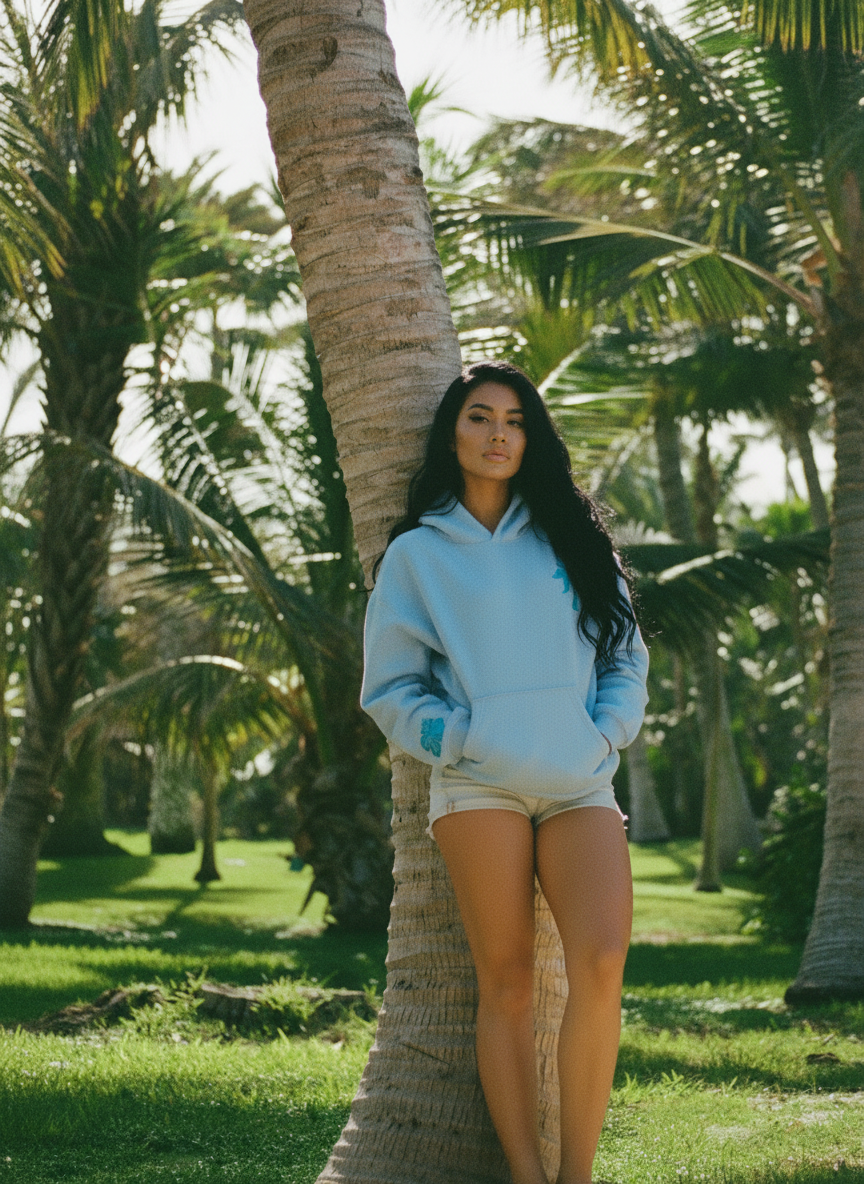 Blue Oversized Waves Hoodie for Women | Palm