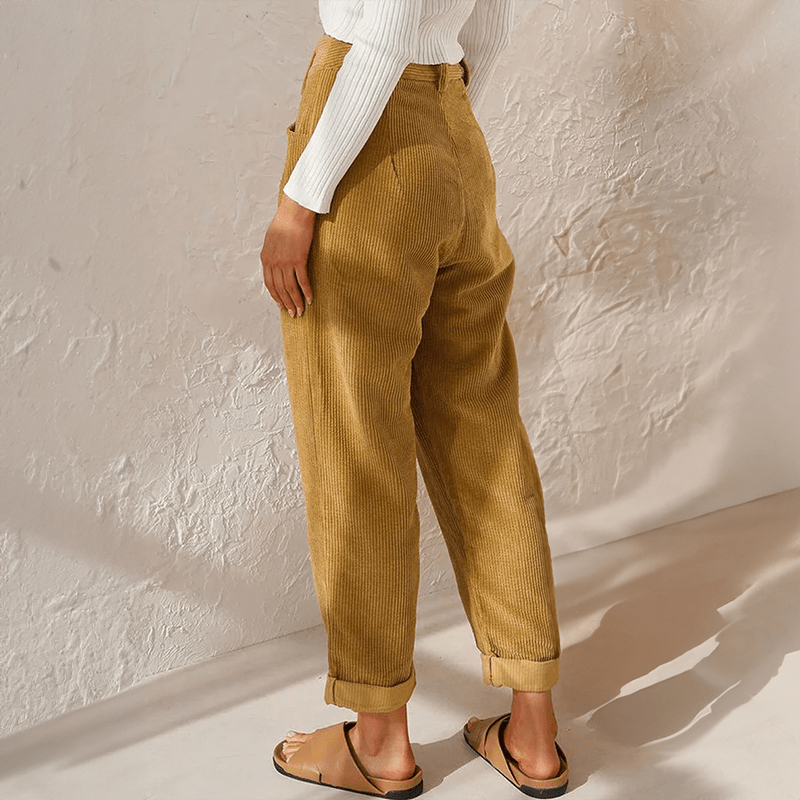 High Waist Corduroy Pants Casual Fit for Women | Juli