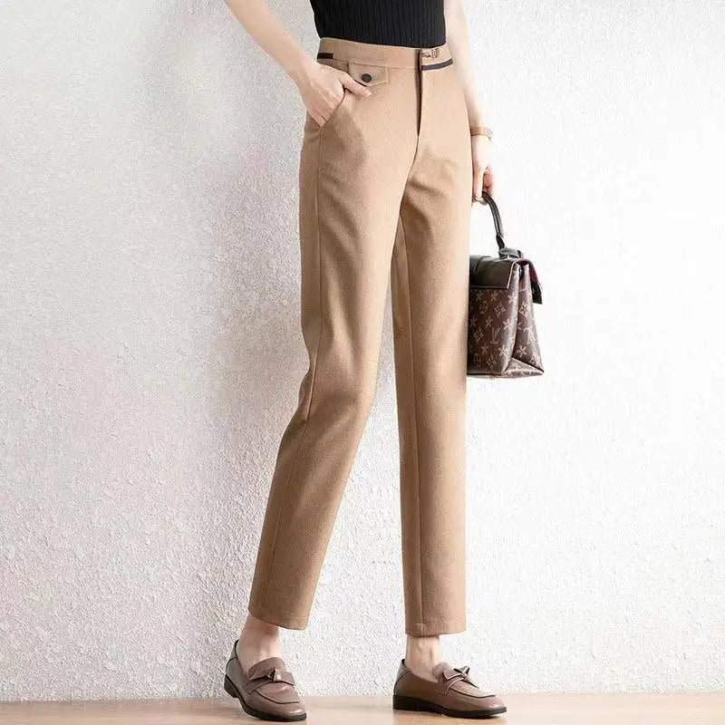 High Waist Straight Leg Trousers for Women | Veronica Khaki