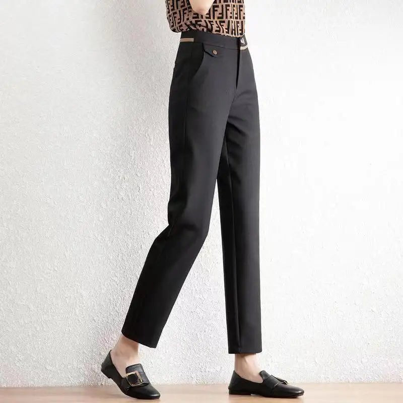 High Waist Straight Leg Trousers for Women | Veronica Black