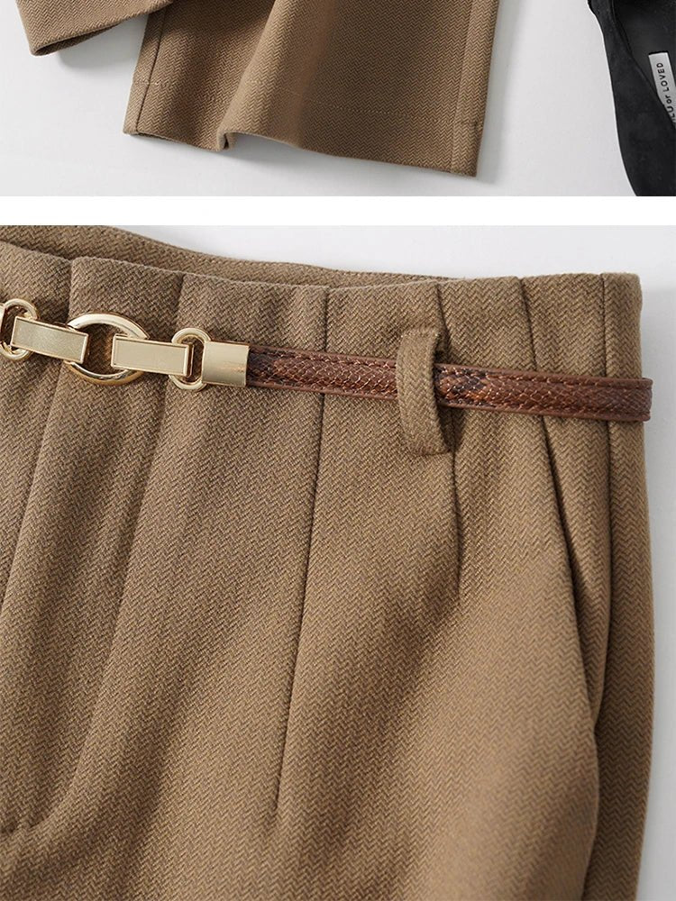 High Waist Wide Leg Wool Trousers for Women | Valerie