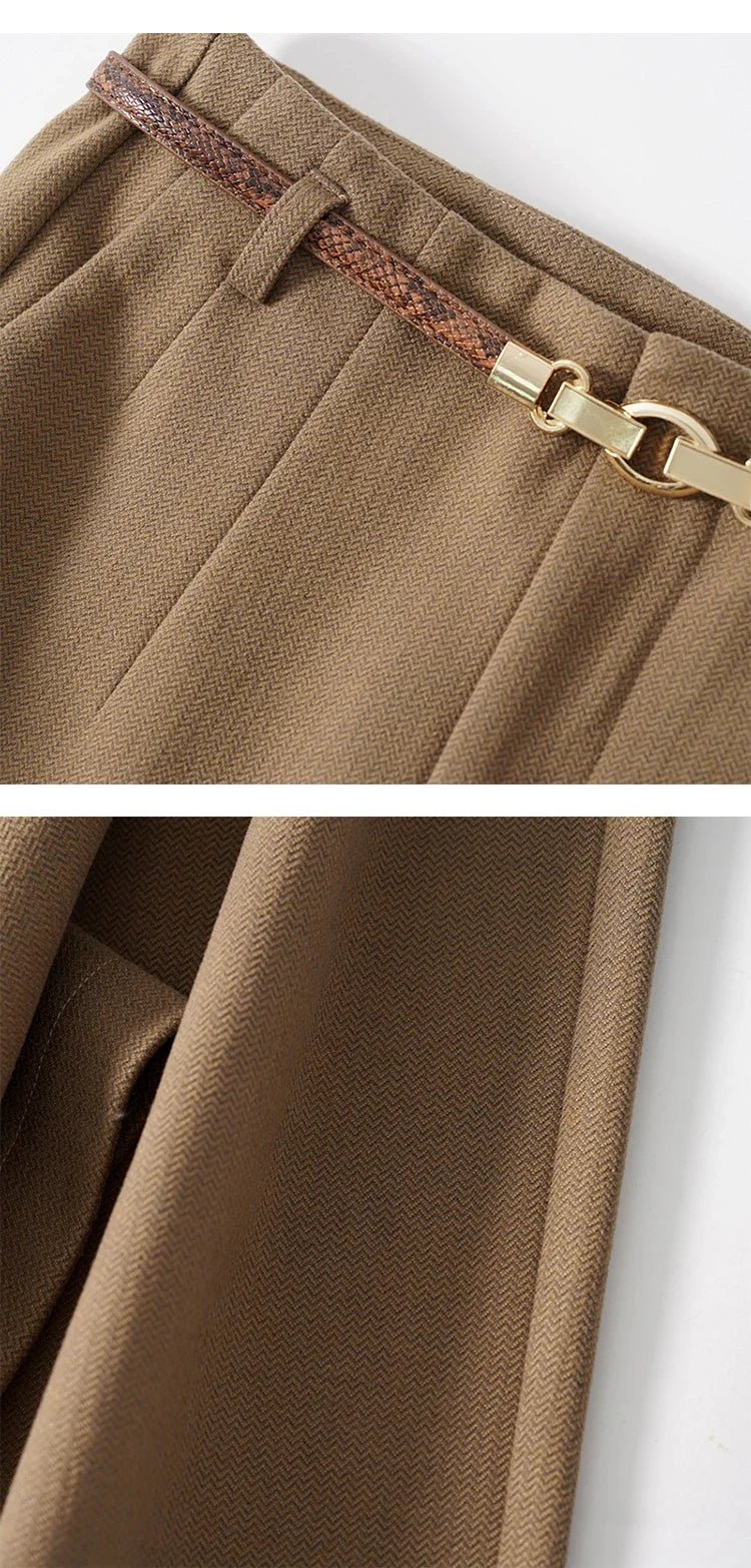 High Waist Wide Leg Wool Trousers for Women | Valerie