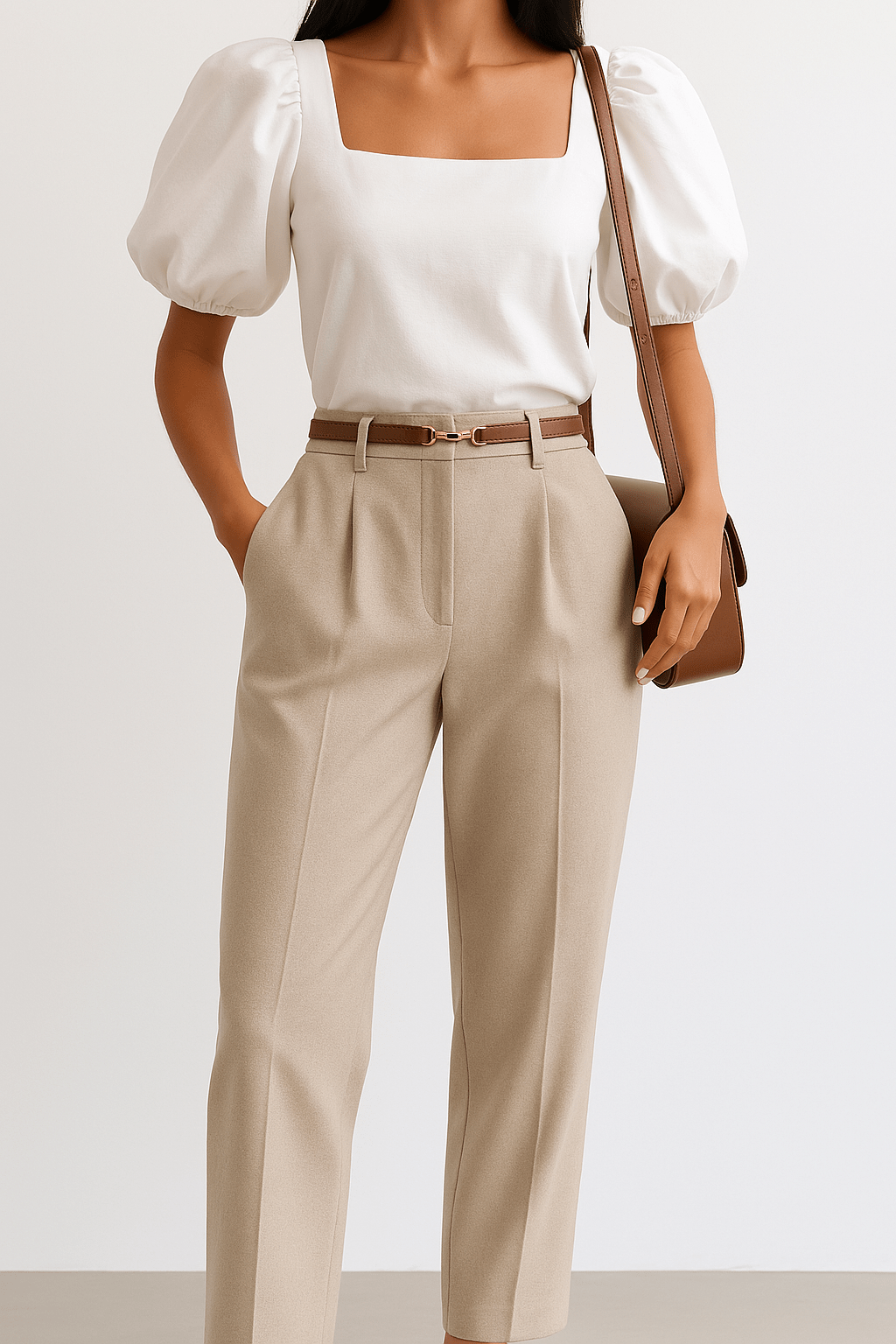 High Waist Wide Leg Wool Trousers for Women | Valerie Khaki