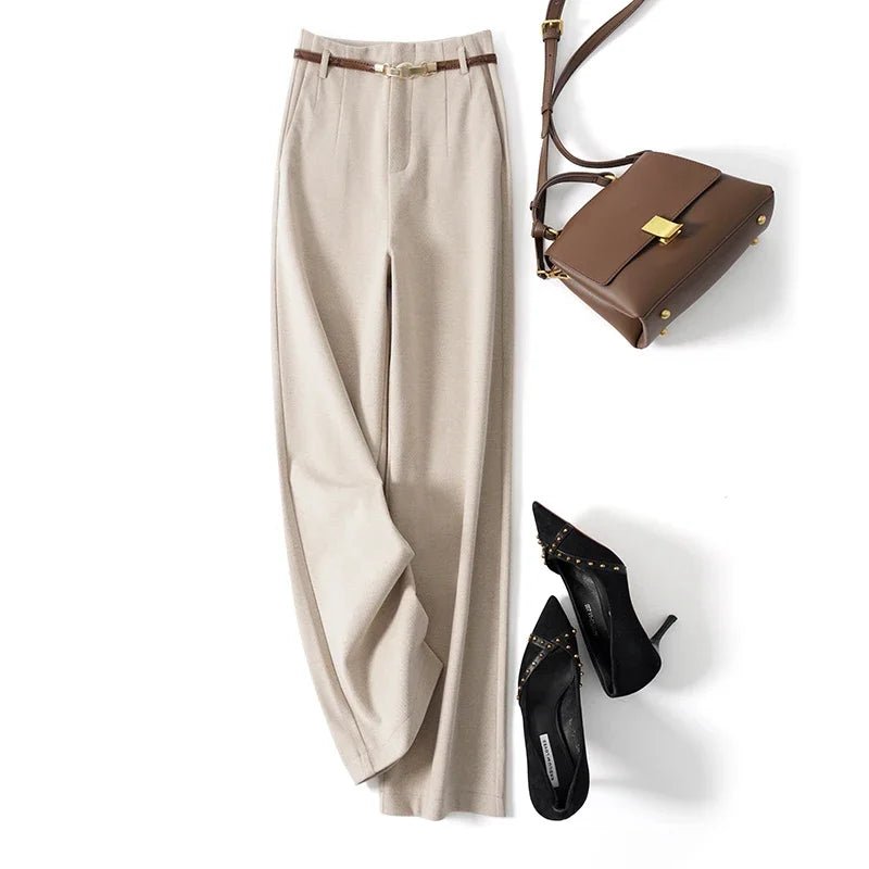 High Waist Wide Leg Wool Trousers for Women | Valerie