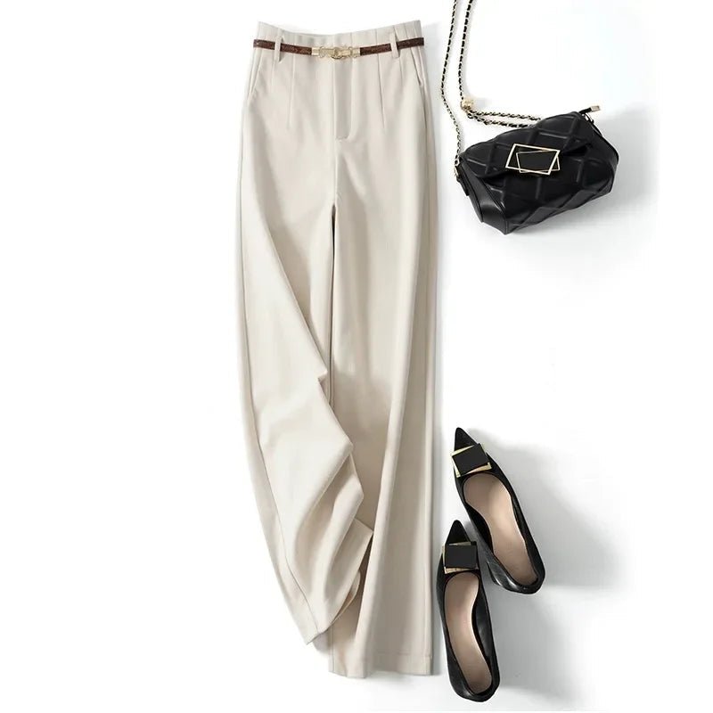 High Waist Wide Leg Wool Trousers for Women | Valerie
