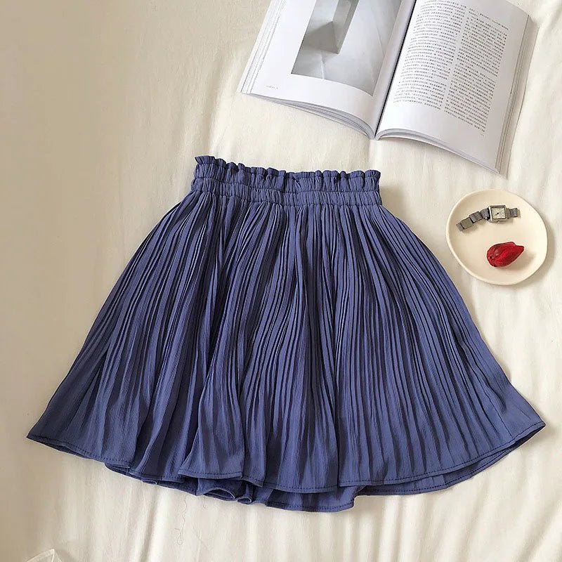 High Waisted Chiffon Pleated Skirt for Women | Shiloh Blue One Size