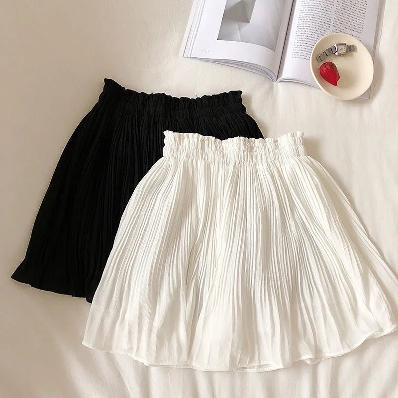 High Waisted Chiffon Pleated Skirt for Women | Shiloh White One Size